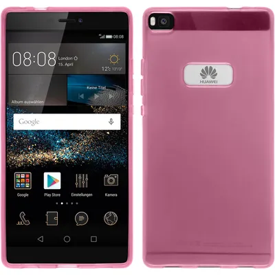 Produktbild von PhoneNatic Case kompatibel mit Huawei P8 - rosa Silikon Hülle transparent + 2 Schutzfolien
