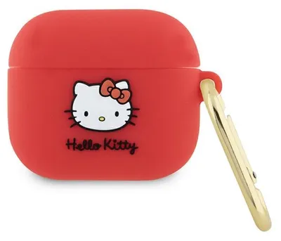 Obrázek produktu pro Etui Hello Kitty Silikonová 3D hlava Kitty Na Airpods 3 - Fuksjowe
