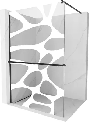 Immagine prodotto di Mexen Kioto+ parete doccia con mensola Walk-in 70 x 200 cm, onda bianca, nero - 800-070-121-70-97