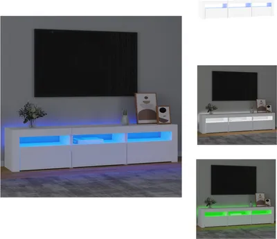 Image de vidaXL Armoire TV avec lampes LED Blanc 180x35x40 cm - Meuble TV