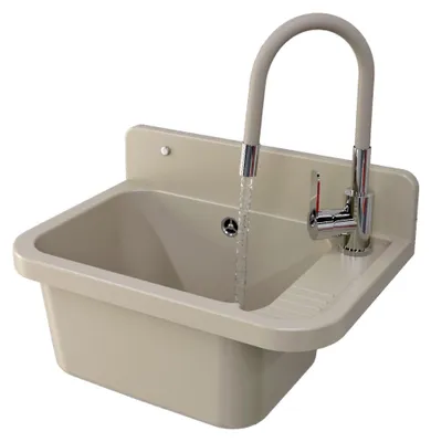 Produktbild von Granitan | Wirtschaftsspüle - PARON - mit flexibler Armatur - mit Siphon - Beige - 50 x 34 cm - für Waschküche und Garage