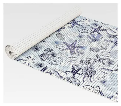 Produktbild von Badematte Weichschaum Antirutsch Badvorleger Muscheln Blau 160x65cm