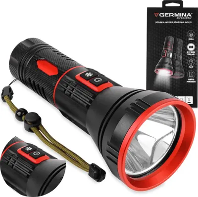 Zdjęcie produktu dla GERMINA Latarka LED akumulatorowa 2000mAh, 4 tryby świecenia, 650lm