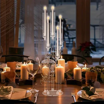 Imagen del producto de Soporte para velas "5armiger" de acrílico, con tres niveles para velas, ideal para decoración de mesas
