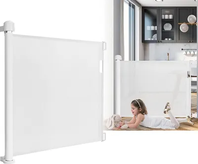 Image de ACXIN Barrière de sécurité extensible 0 -180cm Barrière de sécurité bébé Barrière de sécurité rétractable pour l'intérieur et l'extérieur (Blanc)