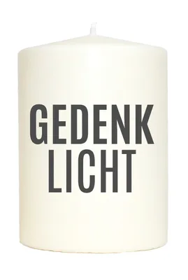 Produktbild von Kleine Spruchkerze weiß, Gedenk-Licht, Aufdruck grau, 10x7cm, Trauer-Kerze Gedenk-Kerze mit Spruch Motiv-Kerze