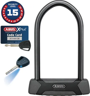 Obrázek produktu pro ABUS U-lock Granit XPlus 540 - Zámek na kolo s cylindrickou vložkou XPlus - Bezpečnostní stupeň 15 ABUS - Černá/šedá - Výška zámku 230 mm