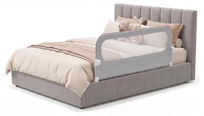 Zdjęcie produktu dla KOMFOTTEU Barierka do łóżka, ochrona przed wypadnięciem, 120 x 60 cm, składana barierka do łóżka, barierka do łóżeczka dziecięcego z siatką i pasami, łatwy montaż, do łóżek z materacem sprężynowym, łóżeczek dziecięcych i łóżek dla rodziców (szara)