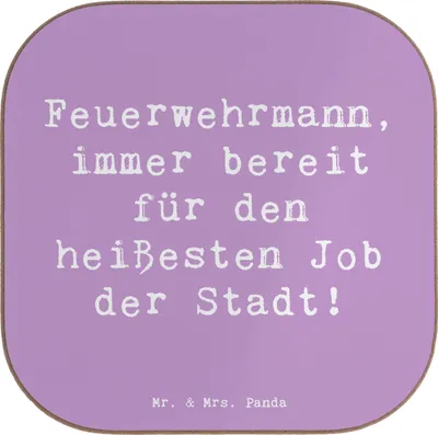 Produktbild von Mr. & Mrs. Panda Tischuntersetzer Spruch Feuerwehrmann Held - Lavendeltraum - Geschenk, Beruf, Hommage, Coaster, gläseruntersetzer, Berufsliebe, Geschenkideen, Berufe