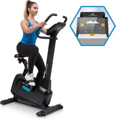 Produktbild von Capital Sports Evo Heimtrainer Fahrrad - Bluetooth Hometrainer, Ergometer mit magnetischem Bremssystem, 32 Stufen, App-Integration, Tablet-Halterung, Pulssensor, Stil: Pro, schwarz