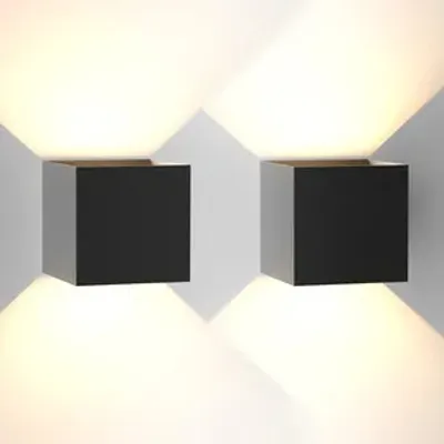 Obrázek produktu pro ZMH led nástěnné svítidlo 2 černé nástěnné svítidlo moderní horní a spodní teplá bílá IP65 vodotěsný 5W nastavitelný paprsek