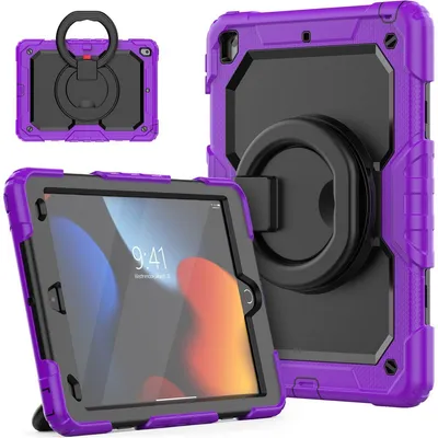 Produktbild von Mobigear RingGuard iPad 9 (2021) Hülle, Kunststoff, Silikon, Rückseite mit Standfunktion - Lila
