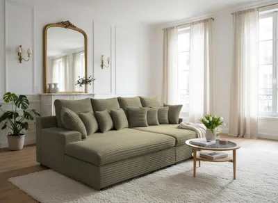 Produktbild von Bigsofa Couchgarnitur AROSA Megasofa in Stoff Tilia Olivgrün