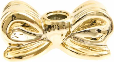 Produktbild von Porzellan Kerzenhalter Schleife, Gold