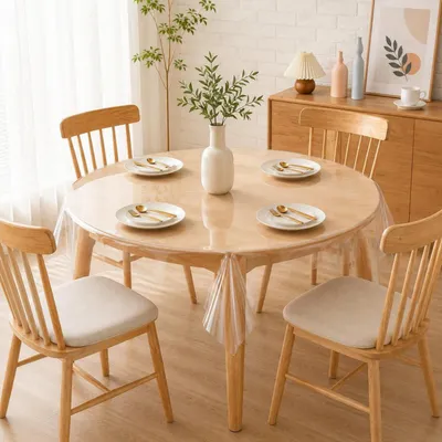 Productafbeelding van Transparante ronde tafelkleed, diameter 100 cm, 0,13 mm PVC, afwasbaar