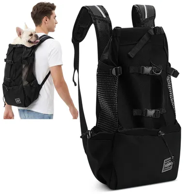 Hunderucksack verstellbar, tragbar, für kleine/mittelgroße Hunde, Schwarz, XL