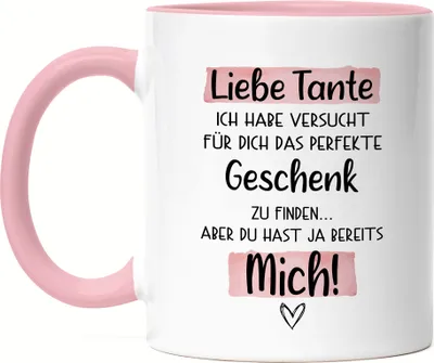 Produktbild von Tante Geschenk Tasse Rosa Mit Spruch Tanti Geschenkidee Geburtstag Nichte Neffe Humor