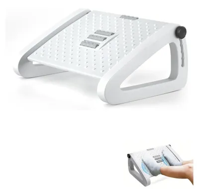 Image de Repose-pieds de bureau - Réglable - 6 hauteurs - Antidérapant - Avec fonction massage
