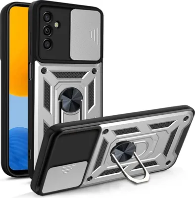 Produktbild von Galaxy M52 5G Hülle mit 360° Drehbarer Magnetische Ring Ständer Halter Dia Kameraschutz TPU Bumper Silikon Schutzhülle für Samsung Galaxy M52 5G Silber