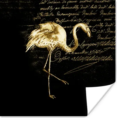 Produktbild von MuchoWow® Poster Flamingo - Gold - Briefe 50x50 cm - Wohnzimmerdekoration