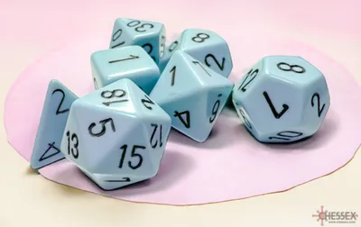 Produktbild von Chessex - Opaque - 7-Die Set - Pastel Blue/Black