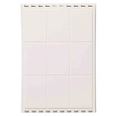 A white, square-patterned panel, likely a building material or decorative element, is shown against a white background.