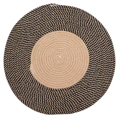 Runder Jute-Teppich, wendbar, 80 cm, Retro-Skandinavisch