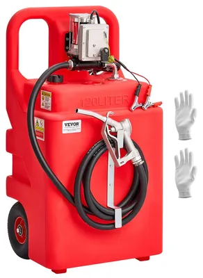 Produktbild von VEVOR Kraftstoffkanister, 15 Gallonen, tragbarer Kraftstofftank mit Schwerkraft- und Handpumpenmodi, Kraftstofftankbehälter mit Rädern, 10 Fuß Lieferhose und Handpumpe, Benzinkanister für Motorboote, ATVs, Benzin und Diesel, 15 GPM
