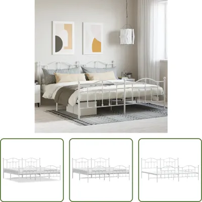 Produktbild von The Living Store Bettgestell mit Kopf- und Fußteil Metall Weiß 193x203 cm