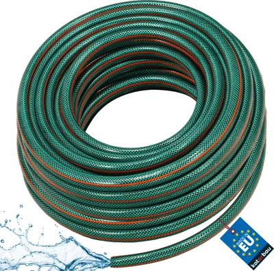 Produktbild von KOTARBAU® Gartenschlauch 3/4 Zoll 50 m Wasserschlauch 4lagig Bewässerungsschlauch Flexibel Verstärkter Schlauch für Garten PVC Grün + Orange