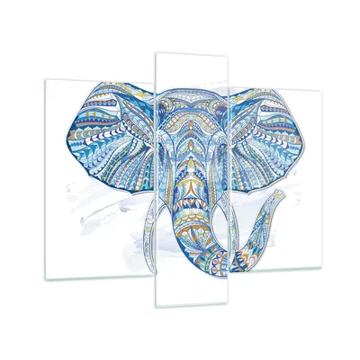 Produktbild von Bilder auf glas - Elefant Muster Tierwelt Afrika - 95x80cm - Glasbilder - Wandbilder - Kunstdruck - zum Aufhängen bereit - Wanddekoration aus Glas - Glas Bilder - Wandbild auf Glas - GCB95x80-3089