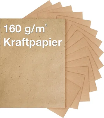 Produktbild von 100x Blatt Kraftpapier DIN A4 - 200 g/m² - Naturpapier - Druckpapier, Bedruckbar; Papierstärke 160 g/m²