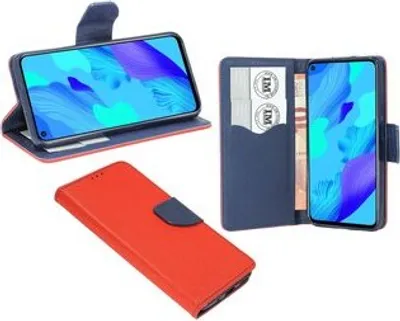 Produktbild von cofi1453® Buch Tasche "Fancy" kompatibel mit HONOR 20 Handy Hülle Etui Brieftasche Schutzhülle mit Standfunktion, Kartenfach Rot-Blau