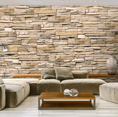 Produktbild von Fototapete selbstklebend Steinoptik 343x256 cm Tapete Wandtapete Wandbilder Klebefolie Dekofolie Tapetenfolie Wand Dekoration Wohnzimmer - 3d Effekt f-B-0013-a-a