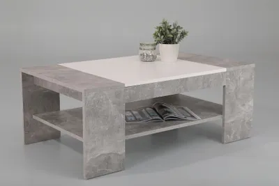 Produktbild von Couchtisch Wohnzimmertisch Beistelltisch VERA 111x67 cm Beton / Weiss