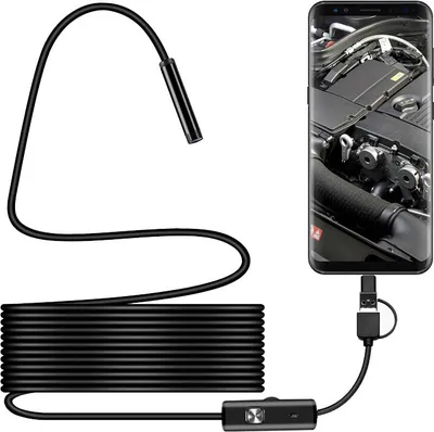 Produktbild von AIORBER 7mm Industrie Endoskop Kamera mit LED-Licht, HD wasserdicht, Android- und PC-kompatibel,10m, schwarz