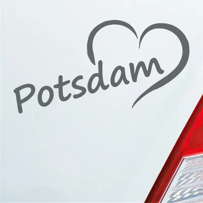 Produktbild von Auto Aufkleber Potsdam Herz Stadt City Love Liebe Heimat 16x8 cm Grau Sticker Heckscheibenaufkleber