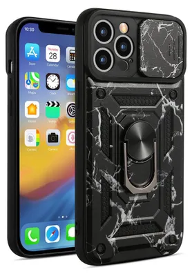 Image de Coque antichoc pour iPhone 13 Pro Max en noir hybride, protection intégrale contre les chutes à 360 degrés avec design fin et accès facile au port de charge et aux boutons