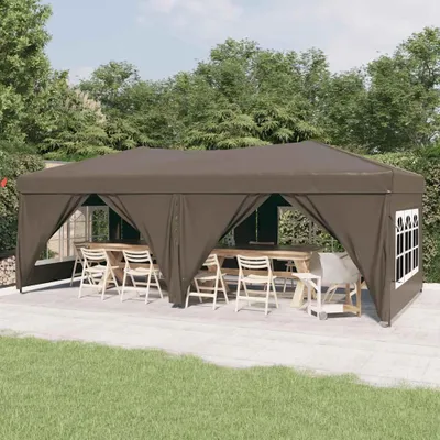 Produktbild von vidaXL Partyzelt Faltbar mit Seitenwänden Taupe 3x6 m