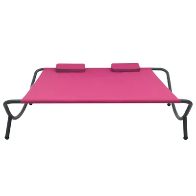 Immagine prodotto di vidaXL Lettino da giardino in tessuto rosa