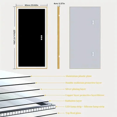 Immagine prodotto di Specchio da bagno - Specchio LED - Specchio da parete - Specchio antiappannamento - Specchio ovale - 120x60 cm - Con dimmer