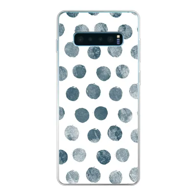 Produktbild von MuchoWow® Handyhülle Schutzhülle Hülle für Samsung Galaxy S10 Plus Polka dots - Grau - Weiß Silikon Softcase Handy Hülle - Schutzhülle