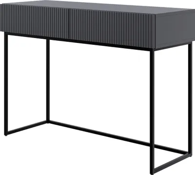 Produktbild von Selsey Veldio - Schminktisch mit Schubladen, schwarz mit Metallgestell, 110 cm