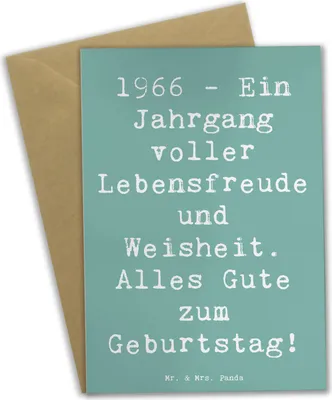 Produktbild von Mr. & Mrs. Panda Glückwunschkarte Spruch 1966 Geburtstag - Meeresbrise - Geschenk, Geburtstagsgruß, dankeskarten, Alter, Grußkarten, Jubiläum, hochzeitskarten