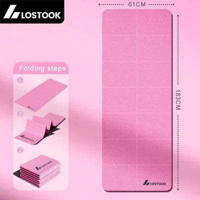 Produktbild von Yogamatte TPE faltbar 4mm rutschfest Reise-Fitnessmatte – Rosa Rosa