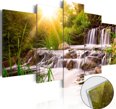 Produktbild von 3mm Acrylglasplatte Acrylglasbild - Forest Waterfall 200x100 cm Landschaften c-C-0026-k-n