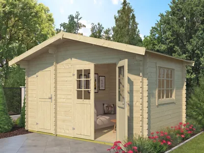 Produktbild von Gartenhaus Blockbohlenhaus Keila 34 mm naturbelassen