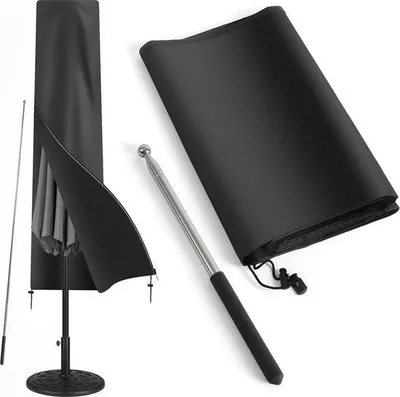 Image de Housse pour parasol, imperméable, tissu Oxford 420D, noir, 265 cm x 48/70 cm