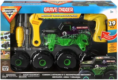Image de Hot wheels monster jam mechanix 1:18 build 'n re-build grave digger