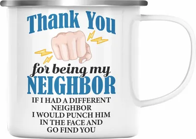 Produktbild von Trendation - Bester Nachbar Geschenk für Nachbarn Emaille Tasse Geschenkidee Beste Nachbarn der Welt (Silber)